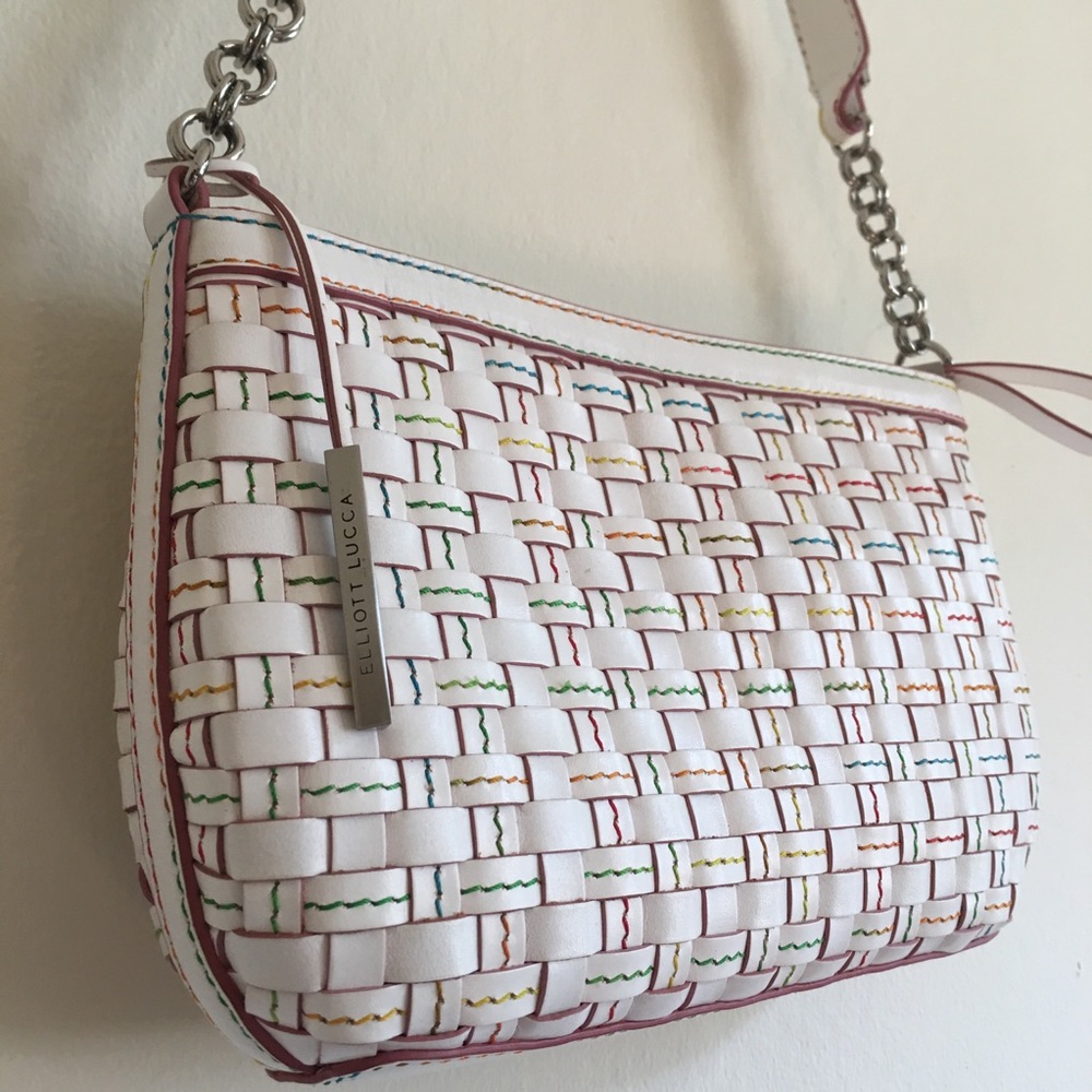 ELLIOTT LUCCA 🌸 woven Clarissa bag rainbow stiching